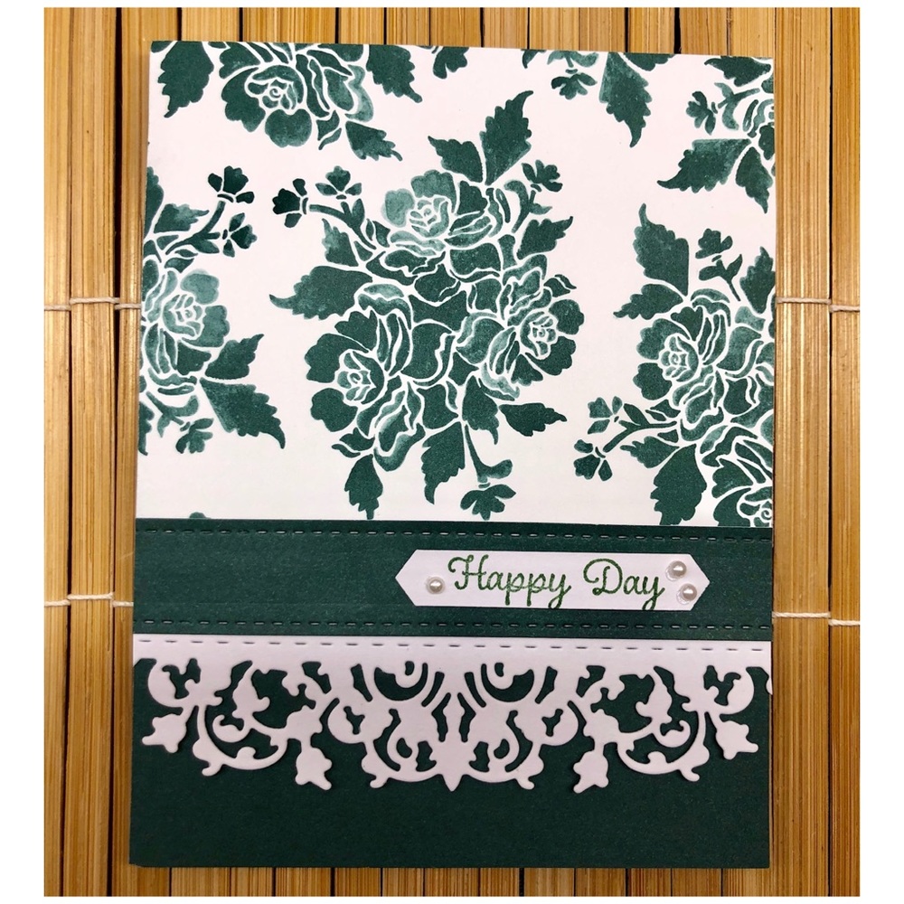 Handmade “Happy Day” Floral Lace Greeting Card